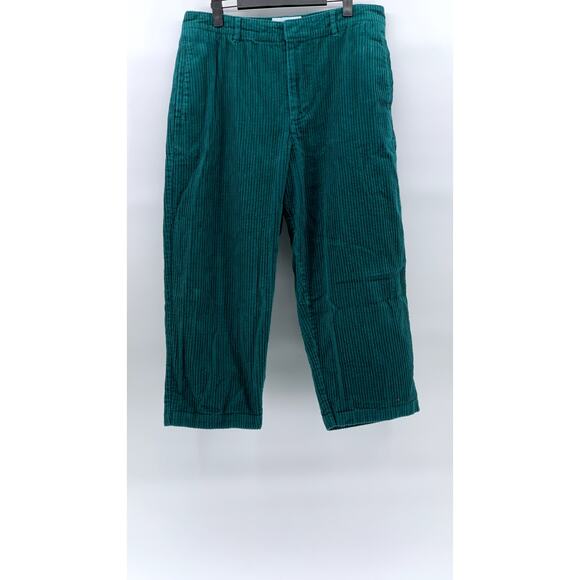 URBAN OUTFITTER Women's Emerald Green Corduroy Straight-Leg Cropped Pant SZ 32 - Picture 1 of 11